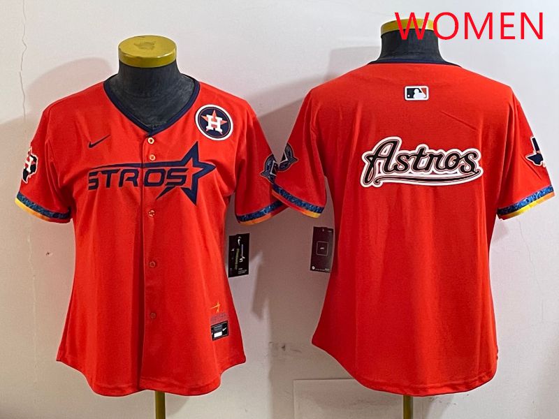 Women Houston Astros Blank Orange Fourth generation Joint Name 2025 Nike MLB Jersey style 11->women mlb jersey->Women Jersey